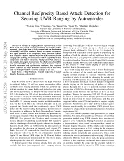 Channel Reciprocity Based Attack Detection for Securing UWB Ranging by
  Autoencoder