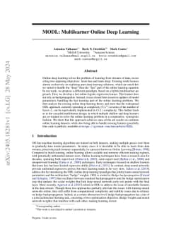 MODL: Multilearner Online Deep Learning