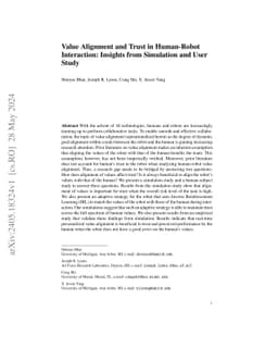 Value Alignment and Trust in Human-Robot Interaction: Insights from
  Simulation and User Study