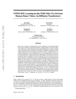 VITON-DiT: Learning In-the-Wild Video Try-On from Human Dance Videos via
  Diffusion Transformers