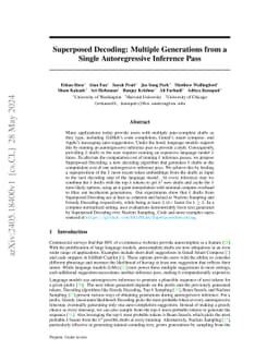 Superposed Decoding: Multiple Generations from a Single Autoregressive
  Inference Pass
