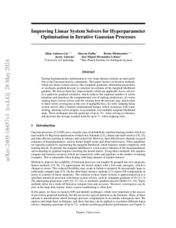 Improving Linear System Solvers for Hyperparameter Optimisation in Iterative Gaussian Processes
