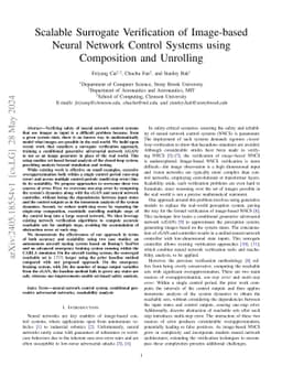 Scalable Surrogate Verification of Image-based Neural Network Control Systems using Composition and Unrolling