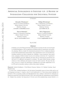 Artificial Intelligence in Industry 4.0: A Review of Integration
  Challenges for Industrial Systems