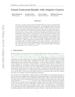 Causal Contextual Bandits with Adaptive Context