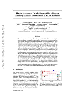 Hardware-Aware Parallel Prompt Decoding for Memory-Efficient
  Acceleration of LLM Inference
