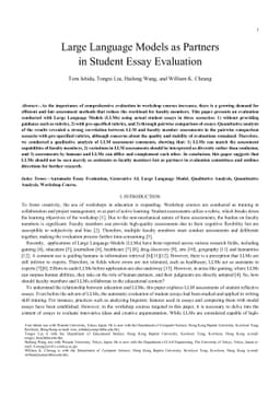 Large Language Models as Partners in Student Essay Evaluation