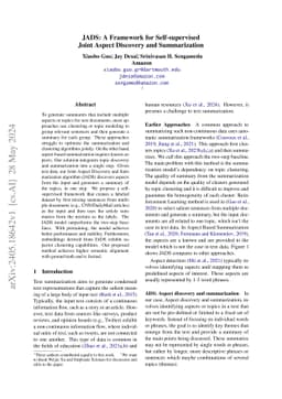 JADS: A Framework for Self-supervised Joint Aspect Discovery and
  Summarization
