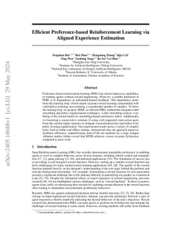 Efficient Preference-based Reinforcement Learning via Aligned Experience
  Estimation