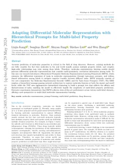 Adapting Differential Molecular Representation with Hierarchical Prompts
  for Multi-label Property Prediction