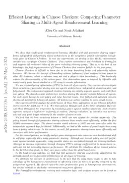Efficient Learning in Chinese Checkers: Comparing Parameter Sharing in
  Multi-Agent Reinforcement Learning