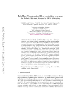 LetsMap: Unsupervised Representation Learning for Semantic BEV Mapping