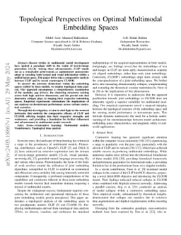 Topological Perspectives on Optimal Multimodal Embedding Spaces