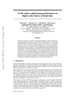 LLMs achieve adult human performance on higher-order theory of mind
  tasks