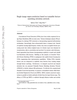 Single image super-resolution based on trainable feature matching
  attention network
