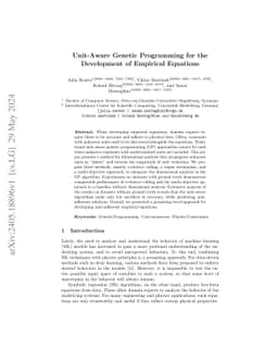 Unit-Aware Genetic Programming for the Development of Empirical
  Equations