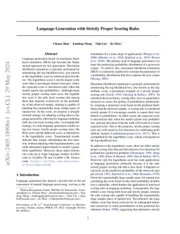Language Generation with Strictly Proper Scoring Rules