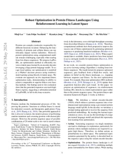 Robust Optimization in Protein Fitness Landscapes Using Reinforcement
  Learning in Latent Space