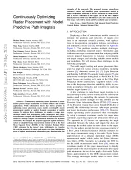 Continuously Optimizing Radar Placement with Model Predictive Path Integrals