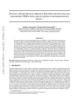 Physics-Aware Neural Implicit Solvers for multiscale, parametric PDEs
  with applications in heterogeneous media