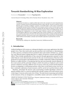 Towards Standardizing AI Bias Exploration