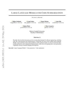 Large Language Models for Code Summarization