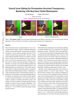 Neural Scene Baking for Permutation Invariant Transparency Rendering
  with Real-time Global Illumination