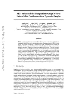SIG: Efficient Self-Interpretable Graph Neural Network for
  Continuous-time Dynamic Graphs