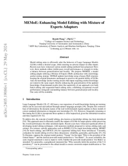 MEMoE: Enhancing Model Editing with Mixture of Experts Adaptors