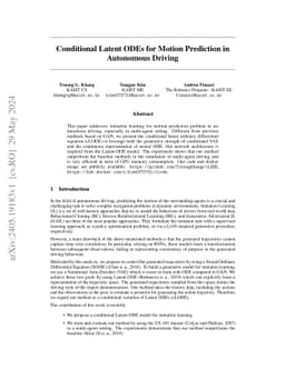 Conditional Latent ODEs for Motion Prediction in Autonomous Driving