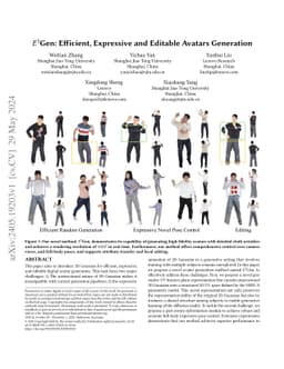 $E^{3}$Gen: Efficient, Expressive and Editable Avatars Generation