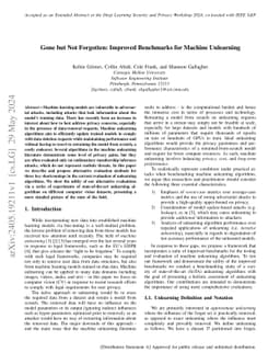 Gone but Not Forgotten: Improved Benchmarks for Machine Unlearning