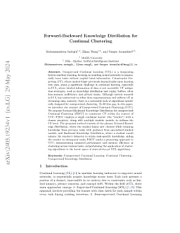 Forward-Backward Knowledge Distillation for Continual Clustering