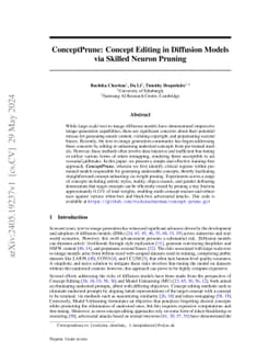 ConceptPrune: Concept Editing in Diffusion Models via Skilled Neuron
  Pruning