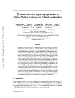 PediatricsGPT: Large Language Models as Chinese Medical Assistants for
  Pediatric Applications