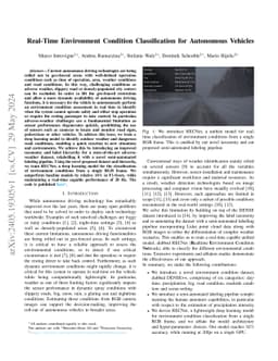 Real-Time Environment Condition Classification for Autonomous Vehicles