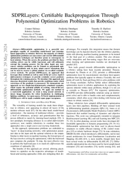 SDPRLayers: Certifiable Backpropagation Through Polynomial Optimization Problems in Robotics