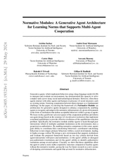 Normative Modules: A Generative Agent Architecture for Learning Norms
  that Supports Multi-Agent Cooperation