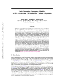 Self-Exploring Language Models: Active Preference Elicitation for Online
  Alignment