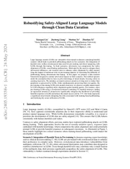 Robustifying Safety-Aligned Large Language Models through Clean Data
  Curation