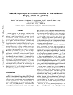 VisTA-SR: Improving the Accuracy and Resolution of Low-Cost Thermal
  Imaging Cameras for Agriculture