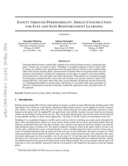 Safety through Permissibility: Shield Construction for Fast and Safe
  Reinforcement Learning