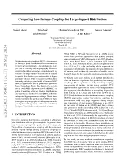 Computing Low-Entropy Couplings for Large-Support Distributions