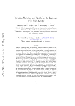 Relation Modeling and Distillation for Learning with Noisy Labels