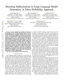 Detecting Hallucinations in Large Language Model Generation: A Token
  Probability Approach