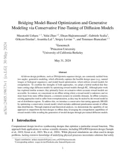 Bridging Model-Based Optimization and Generative Modeling via
  Conservative Fine-Tuning of Diffusion Models
