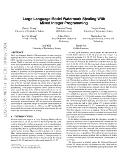Large Language Model Watermark Stealing With Mixed Integer Programming