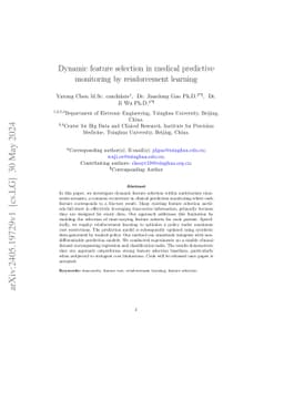 Dynamic feature selection in medical predictive monitoring by
  reinforcement learning