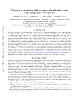 Mitigating annotation shift in cancer classification using single image
  generative models