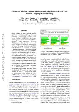 Enhancing Reinforcement Learning with Label-Sensitive Reward for Natural
  Language Understanding